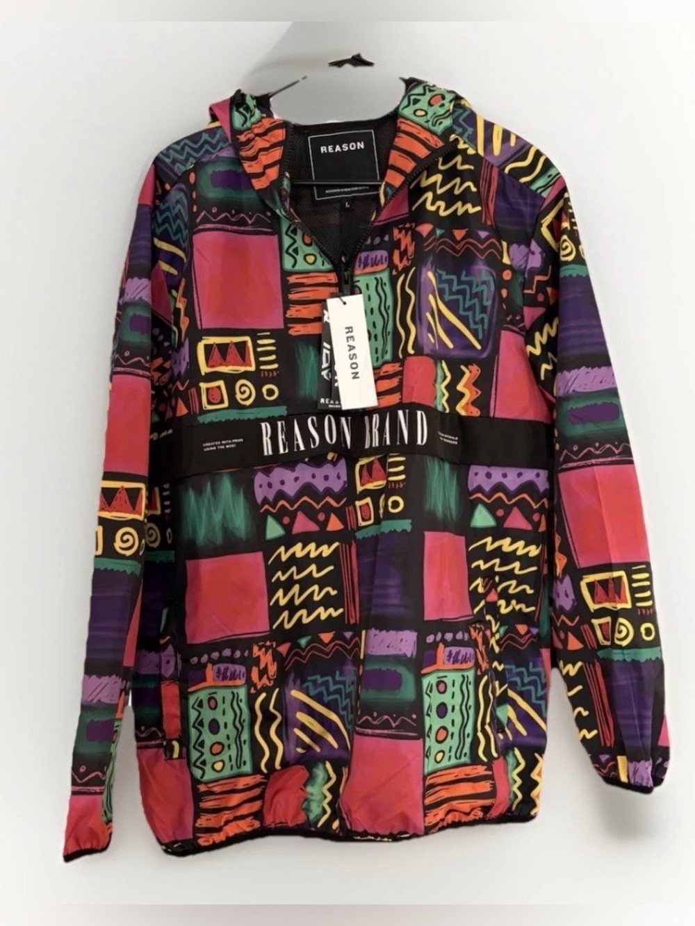 Reason Brand Relax Anorak Colorful  Windbreaker Jacket Size L  Lightweight Zip